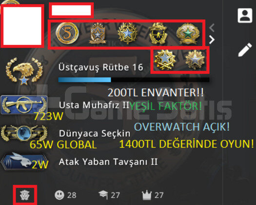 8 MADALYA 200 ENVANTER 41 OYUN TÜRK HESABI !