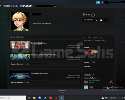 3 ADET 5 DOLAR YATIRILMIŞ STEAM HESABI
