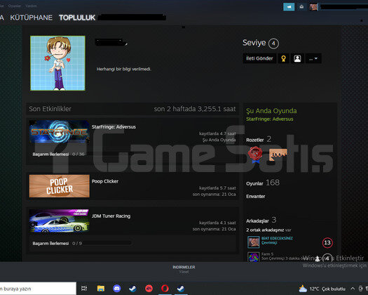 3 ADET 5 DOLAR YATIRILMIŞ STEAM HESABI