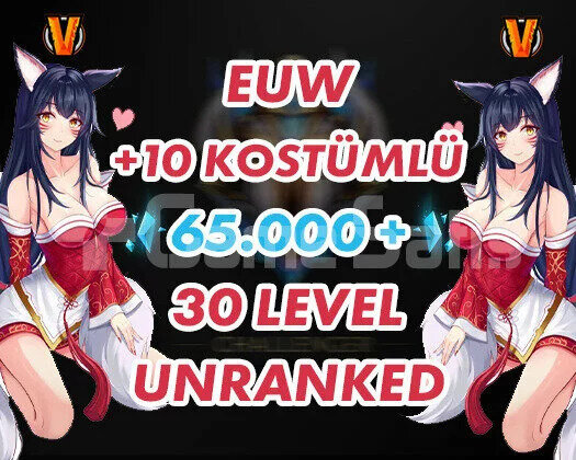 EUW +10 Kostümlü 65K+ MAVİ ÖZ 30 LEVEL UNRANKED