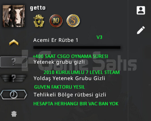 CSGO PRIME | 3 MADALYA | GUVEN FAKTORU YESIL