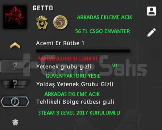 CSGO PRIME 56 TL ENV MAGAZA TR YESIL FAKTOR