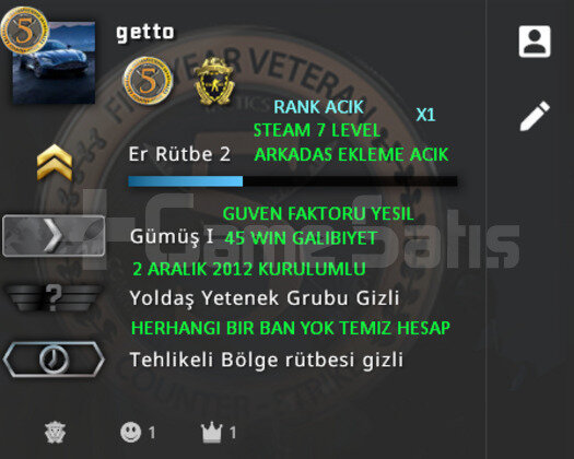CSGO PRIME | 2 MADALYA | GUVEN FAKTORU YESIL