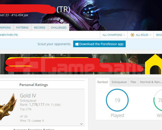 TR GOLD 4 80 WR DİAMOND ELO