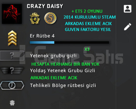 CSGO PRIME 2 MADALYA GUVEN FAKTORU YESIL + ETS 2