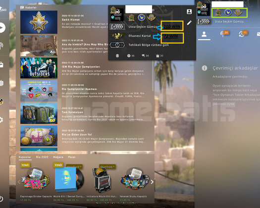 4 MADALYA 320 TL ENVANTER ILK MAIL CSGO TURK HESAP