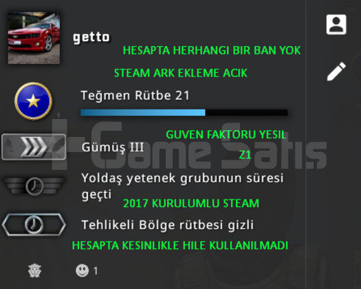 CSGO PRIME | RANK ACIK | GUVEN FAKTORU YESIL