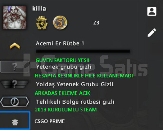 CSGO PRIME | 2 MADALYALI | GUVEN FAKTORU YESIL