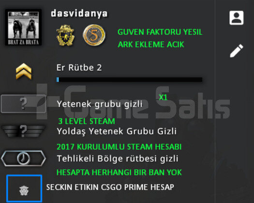 CSGO PRIME | 2 MADALYALI | GUVEN FAKTORU YESIL