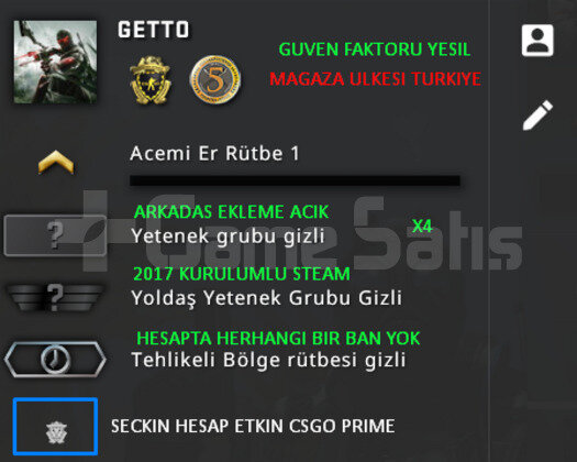 CSGO PRIME | 2 MADALYA | MAGAZA TR YESIL FAKTOR