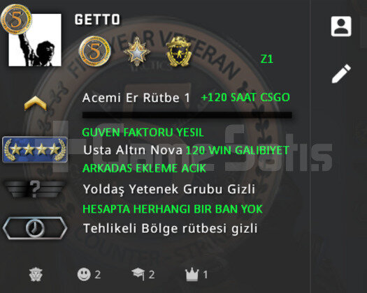 CSGO PRIME | 3 MADALYA | YESIL FAKTOR NOVA 4