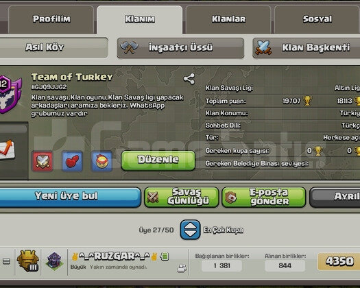COC  EFSANE İSİMLİ 12.5 SEVİYE KLAN