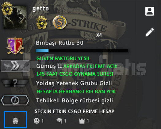 CSGO PRIME | 2 MADALYALI | GUVEN FAKTORU YESIL