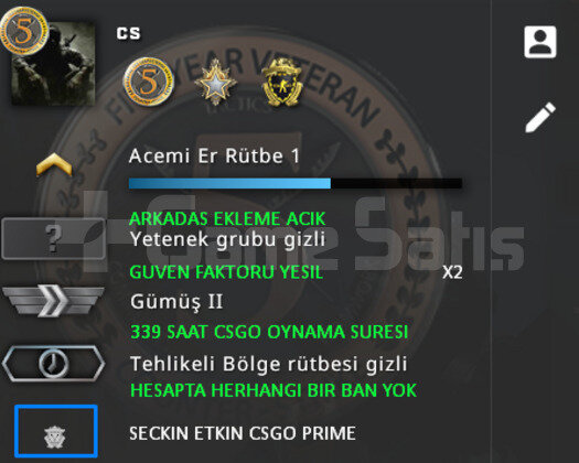 CSGO PRIME | 3 MADALYALI | GUVEN FAKTORU YESIL