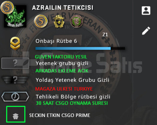 CSGO PRIME | 3 MADALYALI | GUVEN FAKTORU YESIL