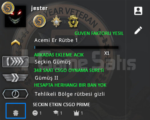 CSGO PRIME | 3 MADALYALI | GUVEN FAKTORU YESIL
