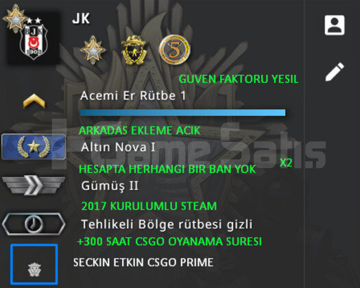 CSGO PRIME | 3 MADALYALI | GUVEN FAKTORU YESIL