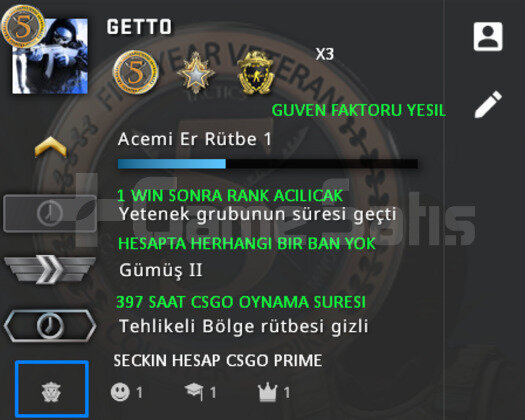 CSGO PRIME | 3 MADALYALI | GUVEN FAKTORU YESIL