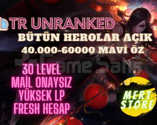 TR TÜM HEROLAR AÇIK 40000 MAVİ ÖZ UNRANKED HESAP