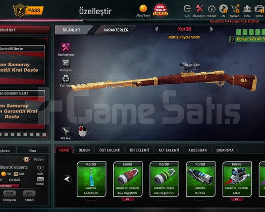 58 level tüm silahlar quantumlu +6 set ucuza