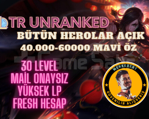 TR TÜM HEROLAR AÇIK 40000 MAVİ ÖZ UNRANKED HESAP