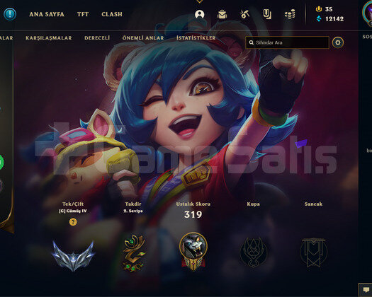 53 Kostüm 95 Şampiyon 160 Level 12K Mavi Öz LOL