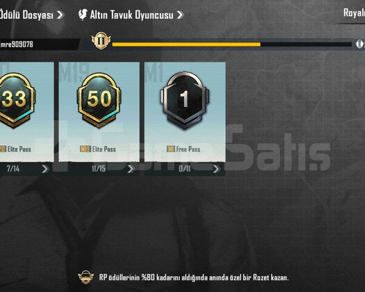 35 lvl hesap 180 ucu royql pas ile 300 uc