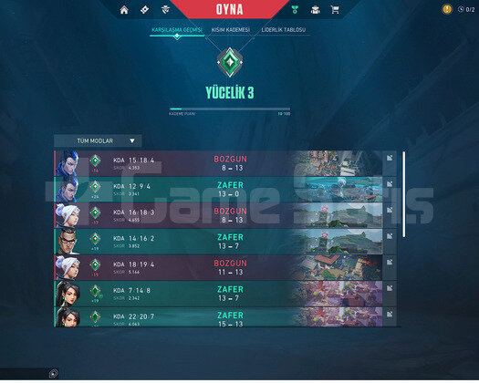 VALORANT YÜCELİK 3 +25 SMURF ACC İMMO3 MMR