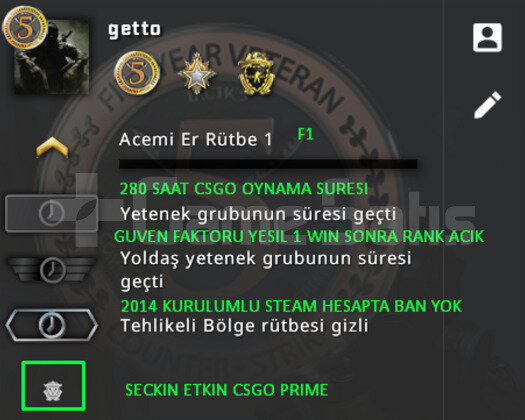 CSGO PRIME | 3 MADALYALI | GUVEN FAKTORU YESIL