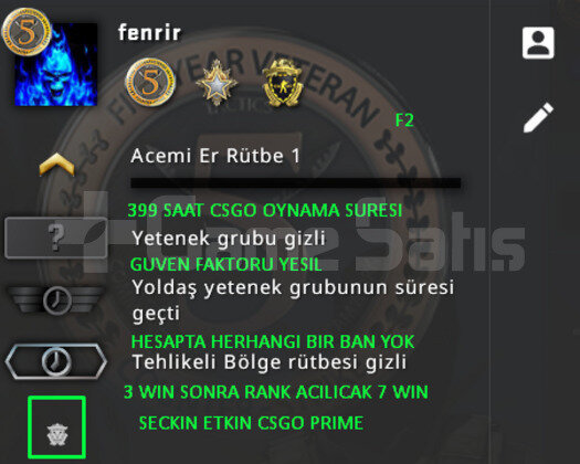 CSGO PRIME | 3 MADALYALI | GUVEN FAKTORU YESIL