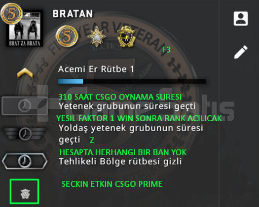 CSGO PRIME | 3 MADALYALI | GUVEN FAKTORU YESIL