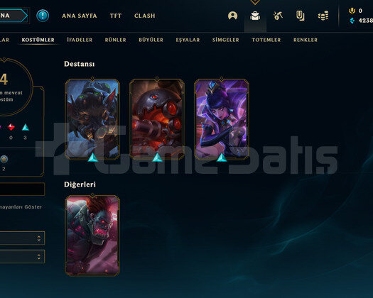 TR Plat 1 | 4 Kostüm - 42K Mö | LoL Hesap
