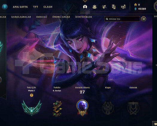 TR Plat 1 | 4 Kostüm - 42K Mö | LoL Hesap