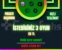 İstediğiniz 3 Oyun + GARANTİ + HEDİYE