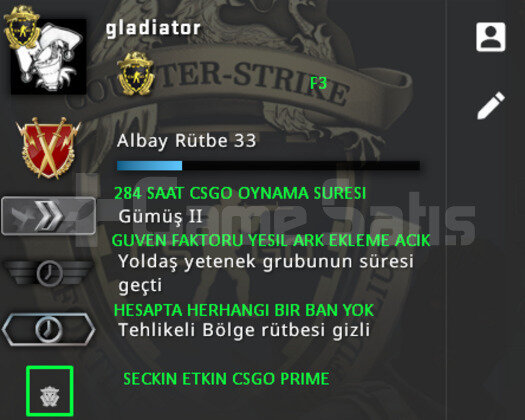 CSGO PRIME | RANK ACIK | GUVEN FAKTORU YESIL