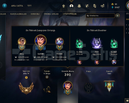 101 skin 120 şampiyon 275 lvl 4 yıllık hesap gold4