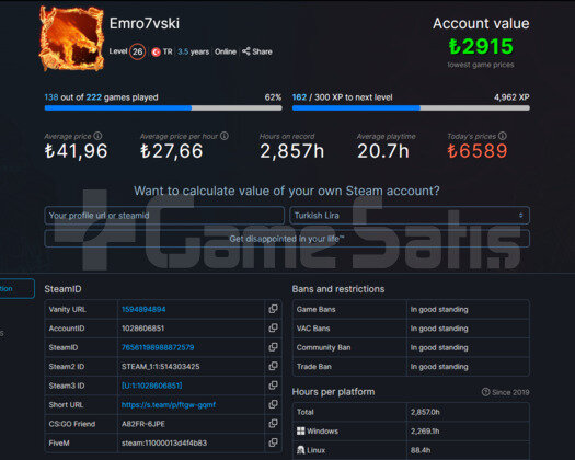 6000 TL LİK STEAM HESABI FULL+FULL POPÜLER OYUNLAR