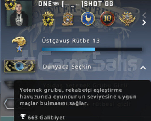 9 ROZET GLOBAL FACEİT 8 LEVEL MAİNLİK HESAP!!