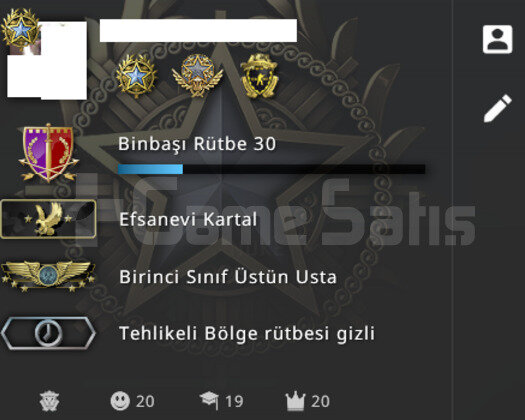 4 MADALYALI KARTAL RANK CSGO HESABI