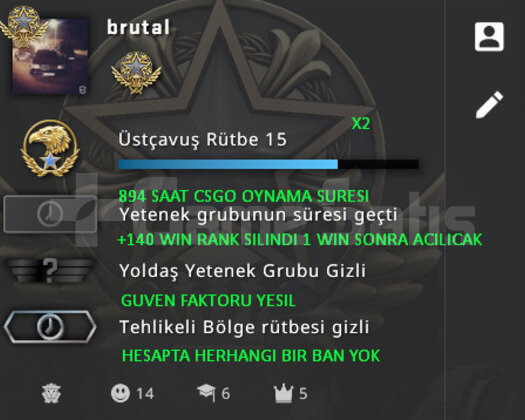 CSGO PRIME RANK ACIK 894 SAAT YESIL FAKTOR HESAP