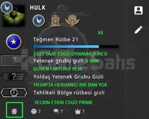 CSGO PRIME RANK ACIK 1622 SAAT YESIL FAKTOR HESAP