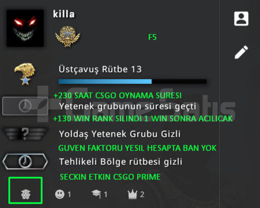 CSGO PRIME RANK ACIK 240 SAAT YESIL FAKTOR HESAP