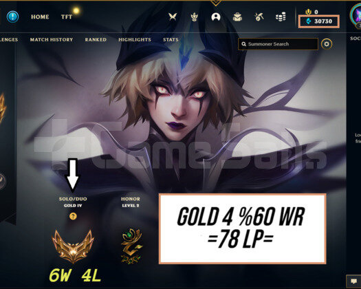 LOL EUW GOLD 4 SOLO/Q HESAP 60 WR