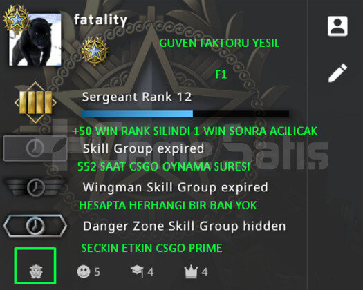 CSGO PRIME RANK ACIK 552 SAAT YESIL FAKTOR HESAP