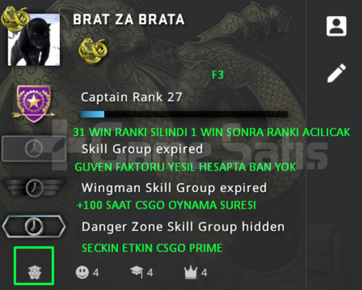 CSGO PRIME RANK ACIK 129 SAAT YESIL FAKTOR HESAP