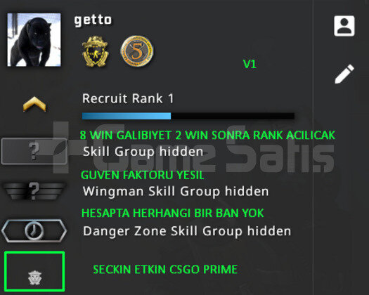 2 MADALYA CSGO PRIME 8 WIN GUVEN FAKTORU YESIL