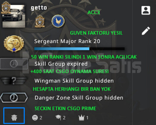 CSGO PRIME RANK ACIK 400 SAAT YESIL FAKTOR HESAP