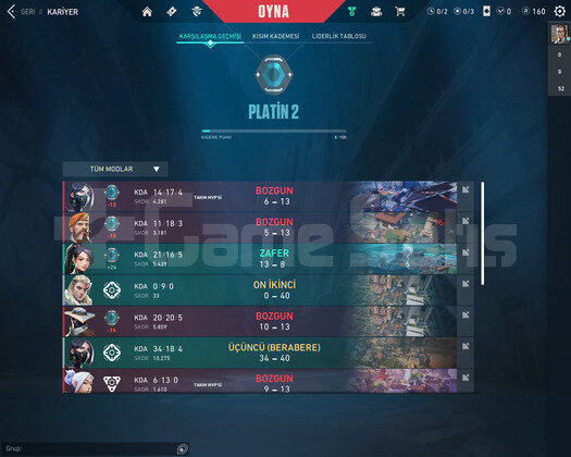 valorant plat 2 hesap fresh mmr
