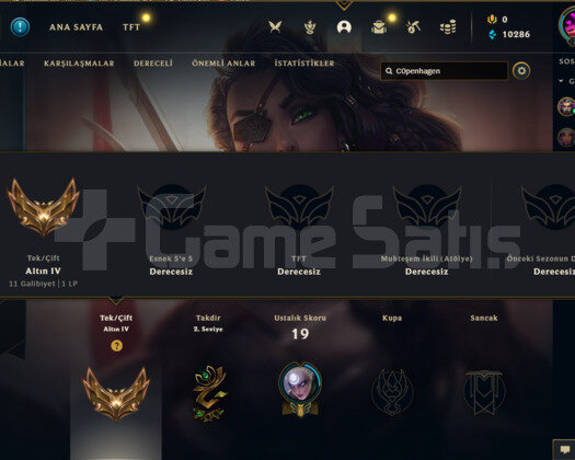 TR GOLD 4 30 SAMPİYON 10k BE HİGH ELO SMURF ACC