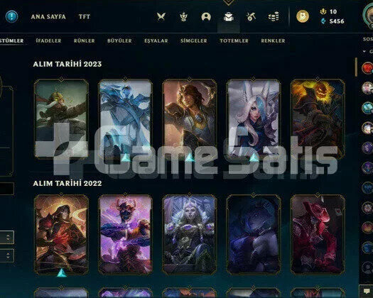 Oni ve 2022 champions setli + 133 lol skinli hesap
